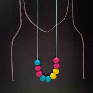 Nine Angels Neon yellow, pink & turquoise clay necklace