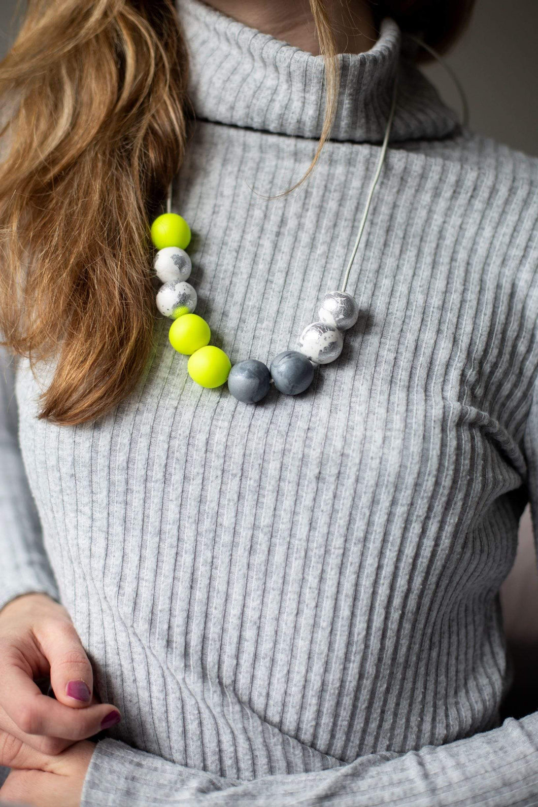 Nine Angels Neon yellow & silver statement necklace