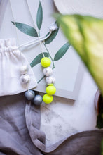 Load image into Gallery viewer, Nine Angels Neon yellow &amp; silver statement necklace