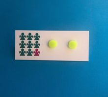Load image into Gallery viewer, Nine Angels Neon yellow tiny circle earrings