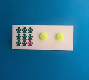 Nine Angels Neon yellow tiny circle earrings