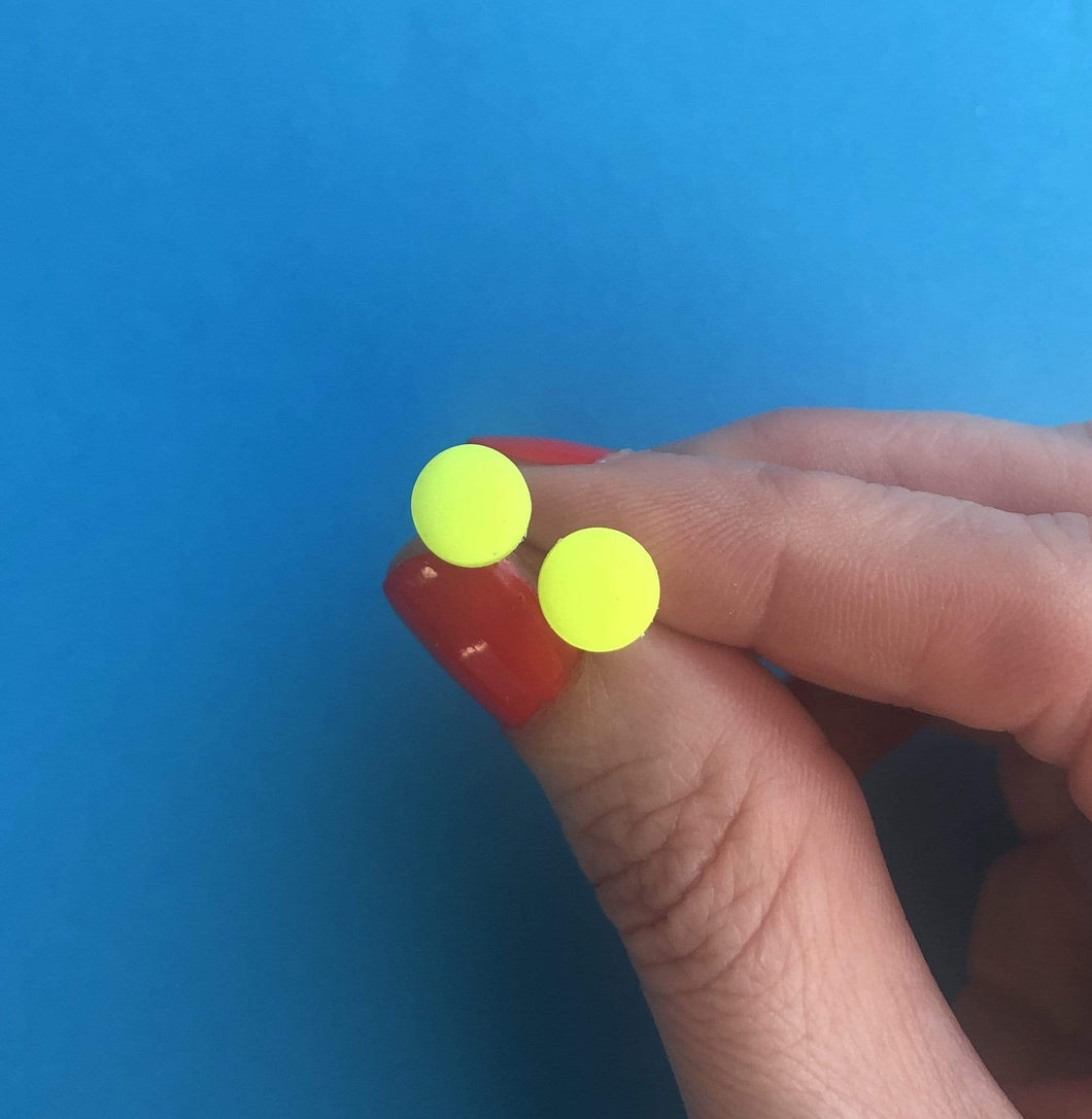 Nine Angels Neon yellow tiny circle earrings