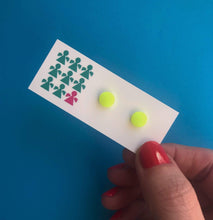 Load image into Gallery viewer, Nine Angels Neon yellow tiny circle earrings