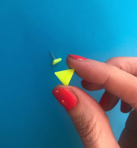 Nine Angels Neon yellow triangle earrings