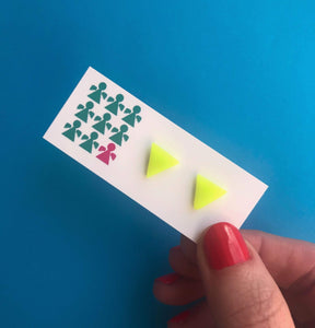 Nine Angels Neon yellow triangle earrings