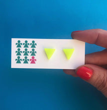 Load image into Gallery viewer, Nine Angels Neon yellow triangle earrings