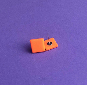 Nine Angels Orange square clay earrings