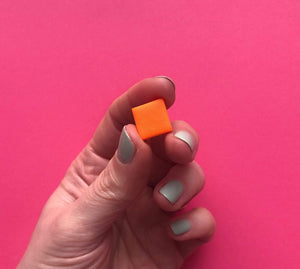 Nine Angels Orange square clay earrings