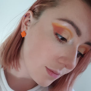 Nine Angels Orange square clay earrings