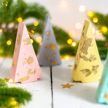Load image into Gallery viewer, Nine Angels Pastel and gold leaf jesmonite Christmas tree ornaments