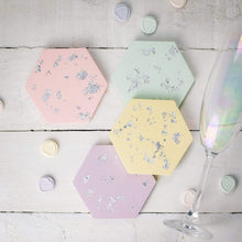 Load image into Gallery viewer, Nine Angels Pastel &amp; silver leaf jesmonite coaster set of 4