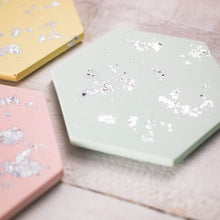 Load image into Gallery viewer, Nine Angels Pastel &amp; silver leaf jesmonite coaster set of 4