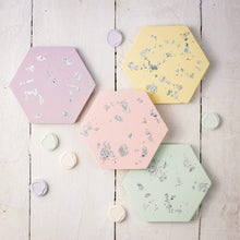 Load image into Gallery viewer, Nine Angels Pastel &amp; silver leaf jesmonite coaster set of 4