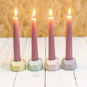 Nine Angels Pastel & silver leaf taper candle holder set
