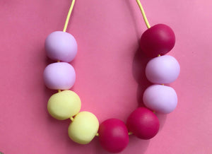 Nine Angels Pastel yellow, pink and hot pink necklace