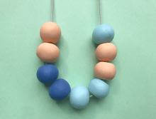Load image into Gallery viewer, Nine Angels Peach &amp; blue statement necklace