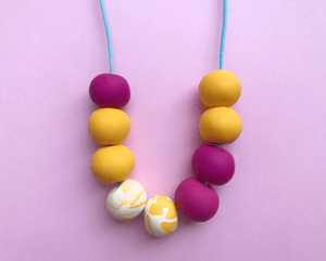 Nine Angels Pink and yellow marbled necklace