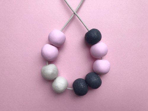 Nine Angels Pink, granite and pearl necklace