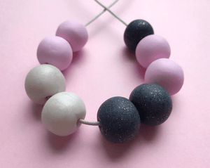 Nine Angels Pink, granite and pearl necklace