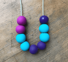 Load image into Gallery viewer, Nine Angels Purple, pink &amp; turquoise clay bead necklace