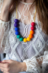 Nine Angels Rainbow clay bead necklace