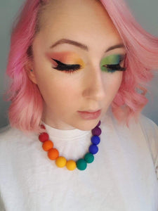 Nine Angels Rainbow clay bead necklace