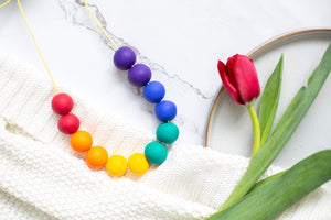 Nine Angels Rainbow clay bead necklace