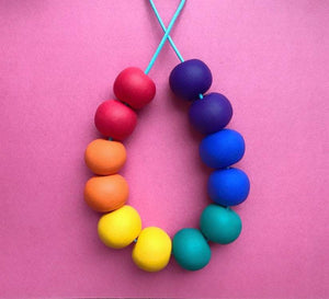 Nine Angels Rainbow clay bead necklace