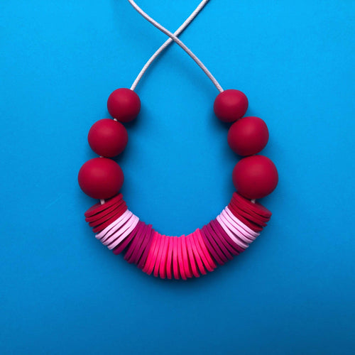 Nine Angels Red and neon pink statement necklace