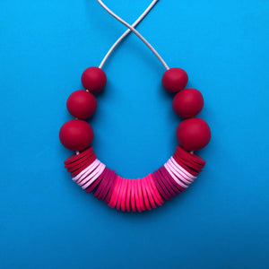 Nine Angels Red and neon pink statement necklace