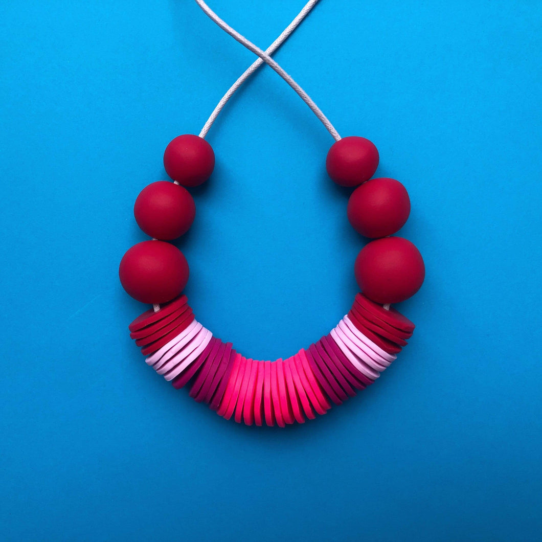 Nine Angels Red and neon pink statement necklace