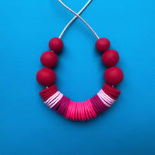 Load image into Gallery viewer, Nine Angels Red and neon pink statement necklace