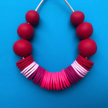 Load image into Gallery viewer, Nine Angels Red and neon pink statement necklace