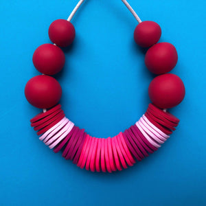 Nine Angels Red and neon pink statement necklace