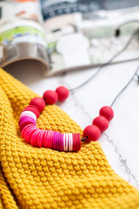 Nine Angels Red and neon pink statement necklace