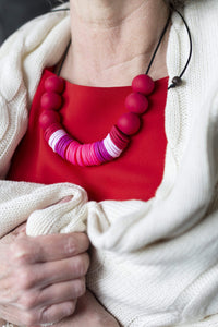 Nine Angels Red and neon pink statement necklace