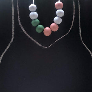 Nine Angels Rose pink, stone & sage green necklace