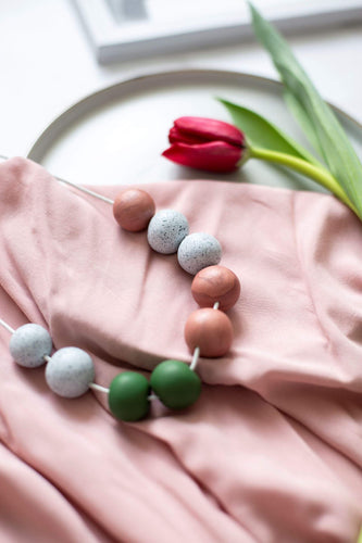 Nine Angels Rose pink, stone & sage green necklace