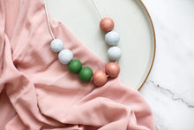 Load image into Gallery viewer, Nine Angels Rose pink, stone &amp; sage green necklace