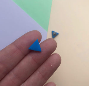 Nine Angels Royal blue triangle stud earrings