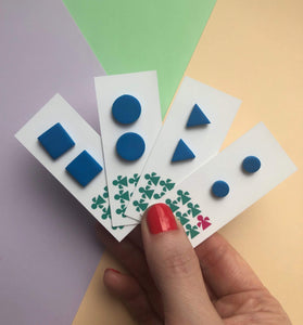 Nine Angels Royal blue triangle stud earrings