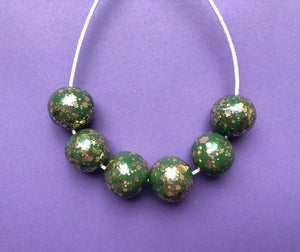 Nine Angels Sage green & gold sparkly necklace