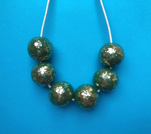 Nine Angels Sage green & gold sparkly necklace