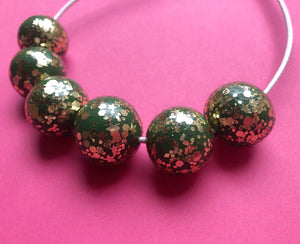 Nine Angels Sage green & gold sparkly necklace