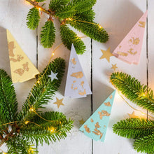 Load image into Gallery viewer, Nine Angels Set of 4, 1 of each colour Pastel and gold leaf jesmonite Christmas tree ornaments