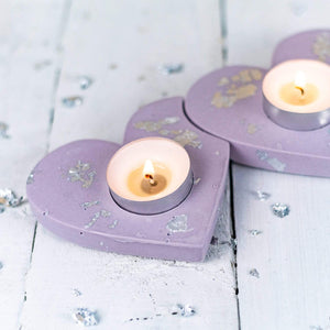 Nine Angels Set of heart-shaped tea light holders - lilac