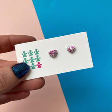 Load image into Gallery viewer, Nine Angels Silver/pink glittery stud earrings