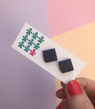Load image into Gallery viewer, Nine Angels Simple navy square stud earrings