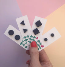 Load image into Gallery viewer, Nine Angels Simple navy square stud earrings