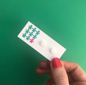 Nine Angels Simple white mini circle stud earrings